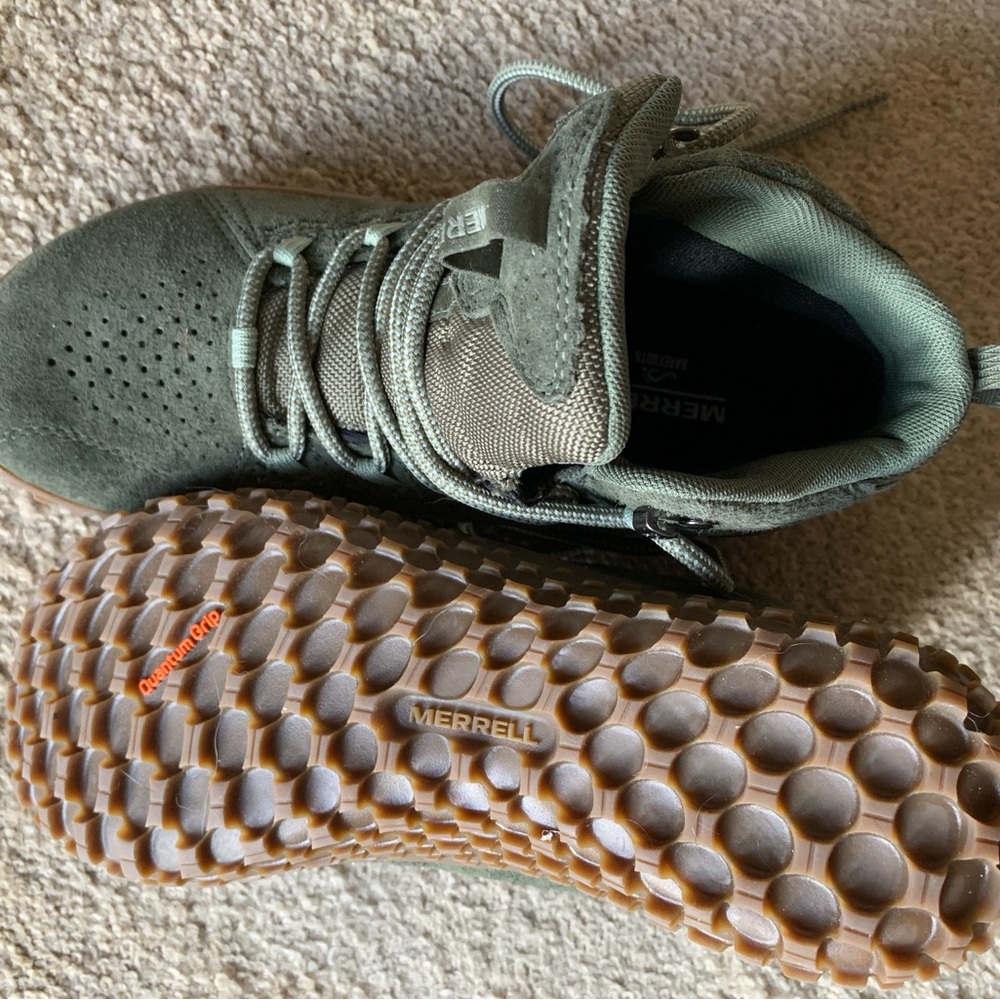 Merrell Olive Green Trail Sneakers with Gum Outsole